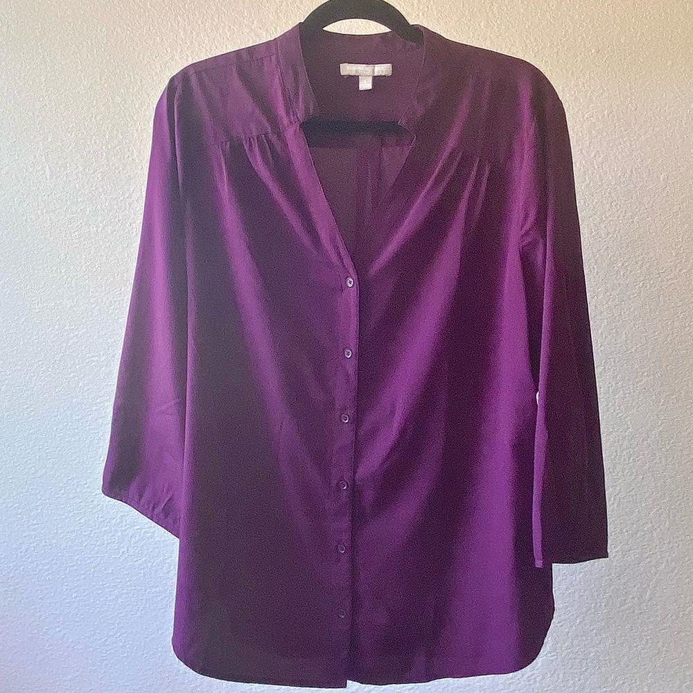 Banana Republic eggplant button-down blouse